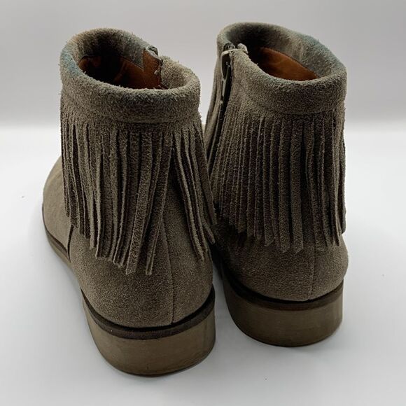 Lucky brand Galley style fringe brown suede ankle booties woman’s size 7.5 - Picture 8 of 9